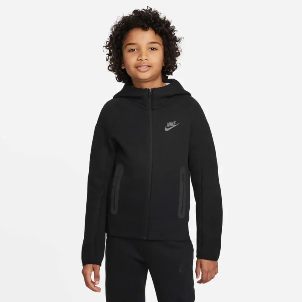 Nike Sportswear Tech Fleece Hoodie Boys XL Black Long Sleeve Full Zip FROG560